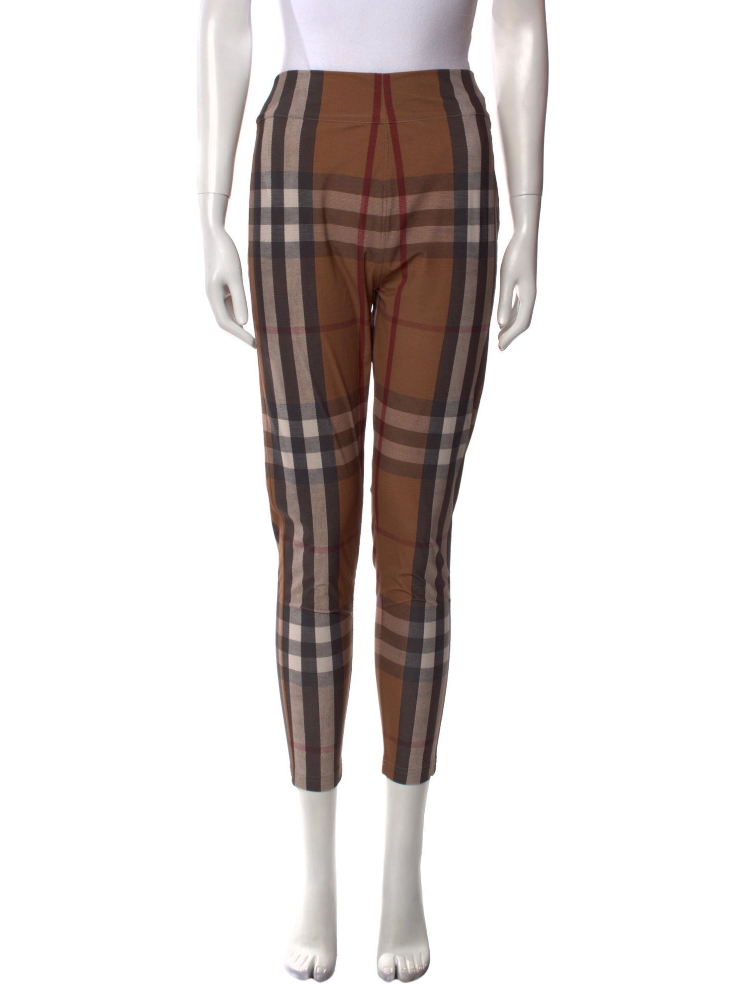 Burberry Plaid Print Skinny Leg Pants