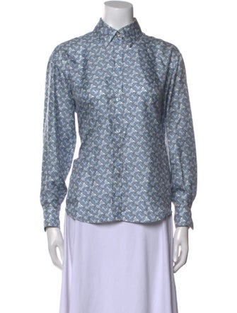 Burberry Silk Floral Print Button-Up Top