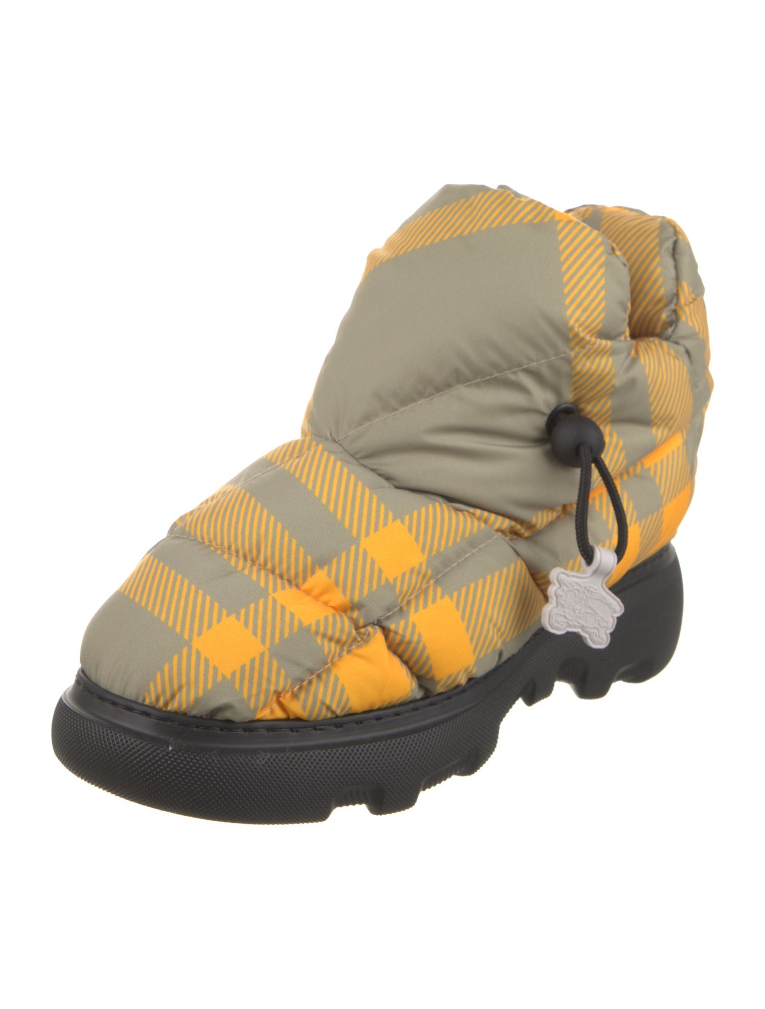 Burberry Nylon Plaid Print Hiking Boots