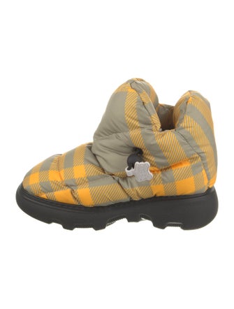 Burberry Nylon Plaid Print Hiking Boots