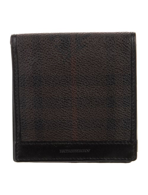 Burberry Leather Plaid Print Wallet