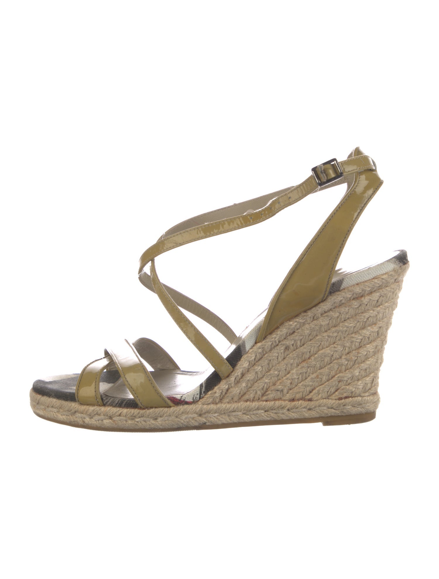 Burberry Nova Check Pattern Patent Leather Espadrilles