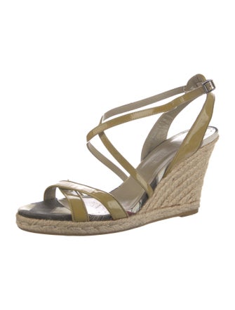 Burberry Nova Check Pattern Patent Leather Espadrilles