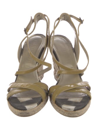 Burberry Nova Check Pattern Patent Leather Espadrilles