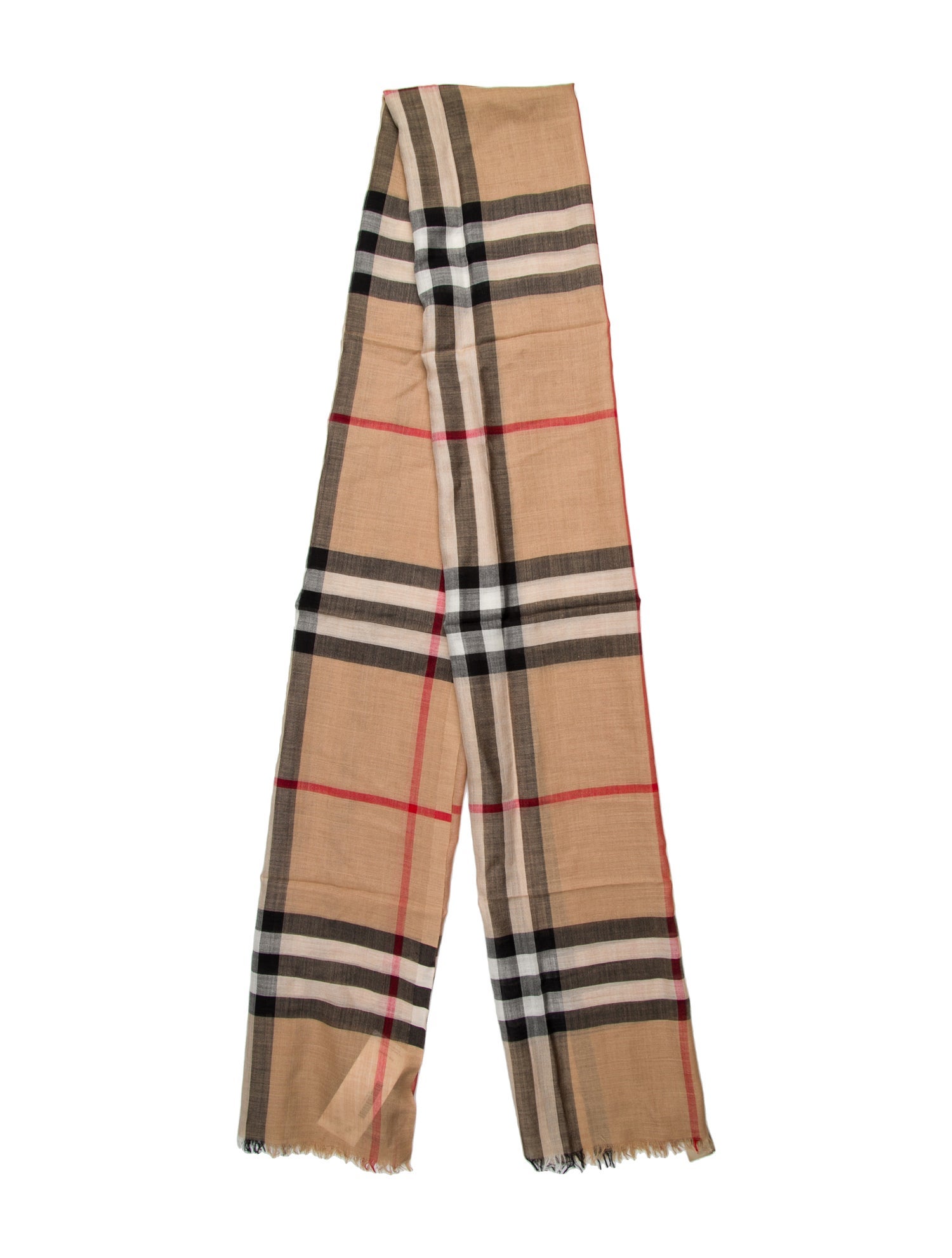 Burberry Wool Plaid Print Scarf