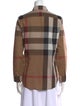 Burberry Plaid Print Long Sleeve Button-Up Top