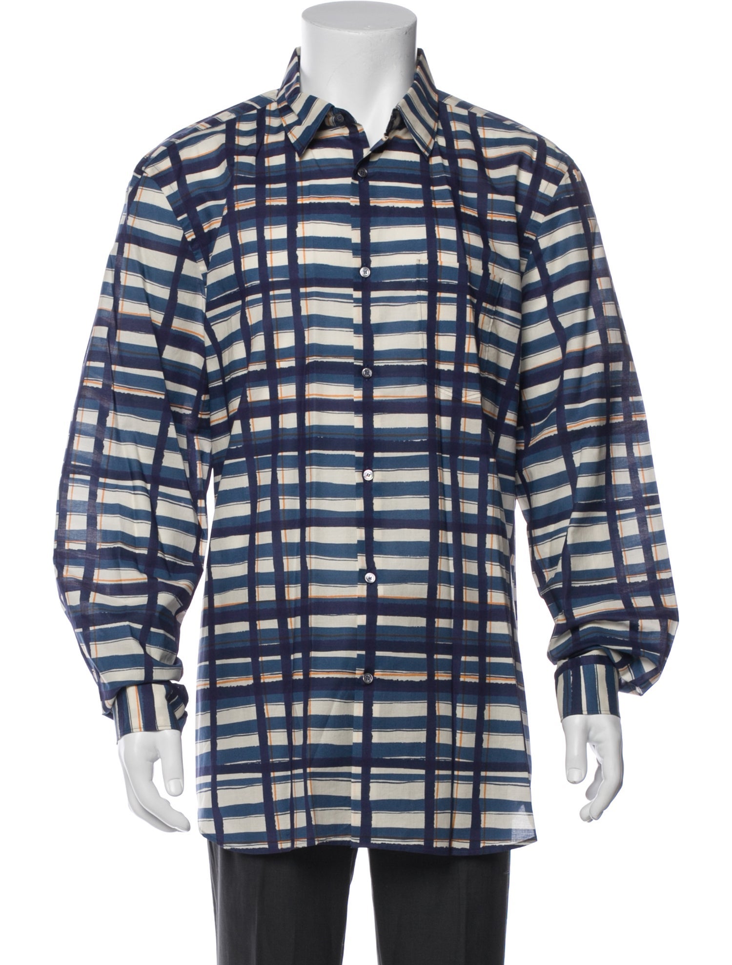 Burberry Plaid Print Long Sleeve Shirt