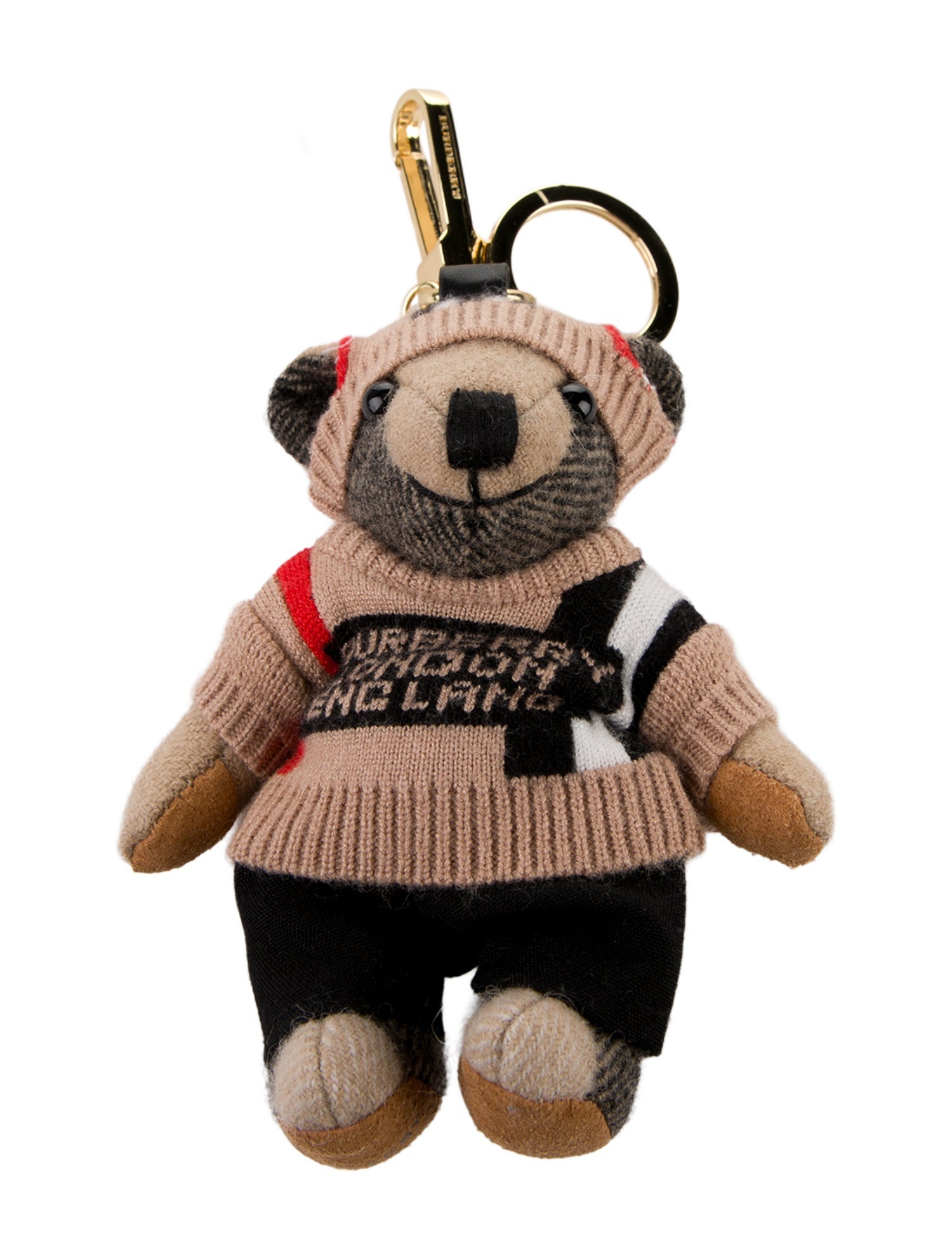 Burberry neutral pattern teddy bear keychain