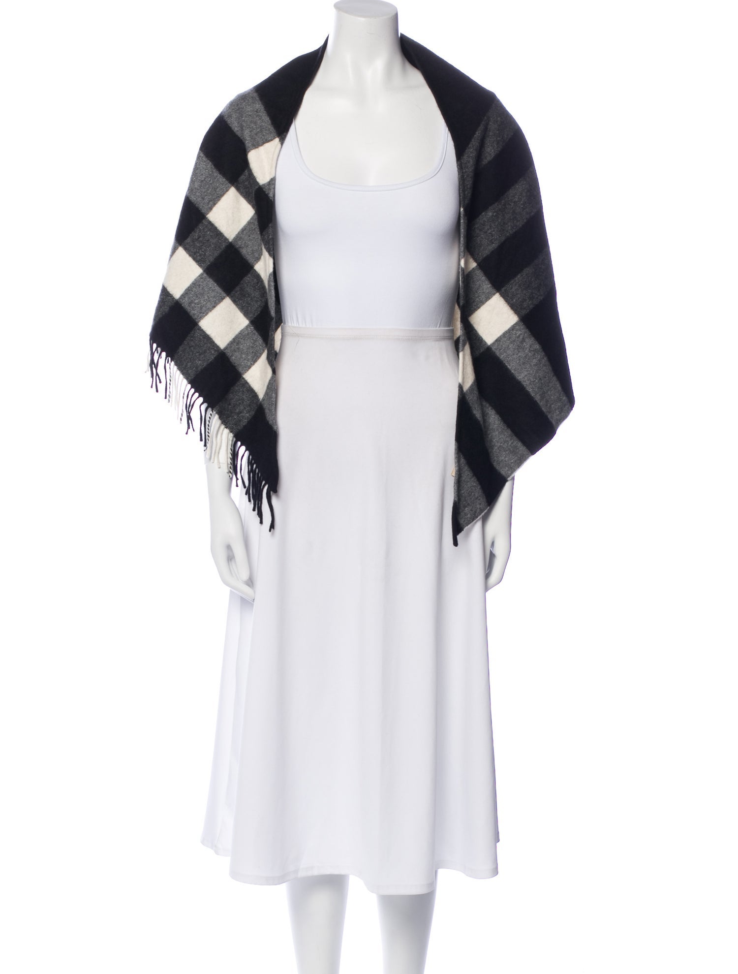 Burberry Cashmere Plaid Print Shawl