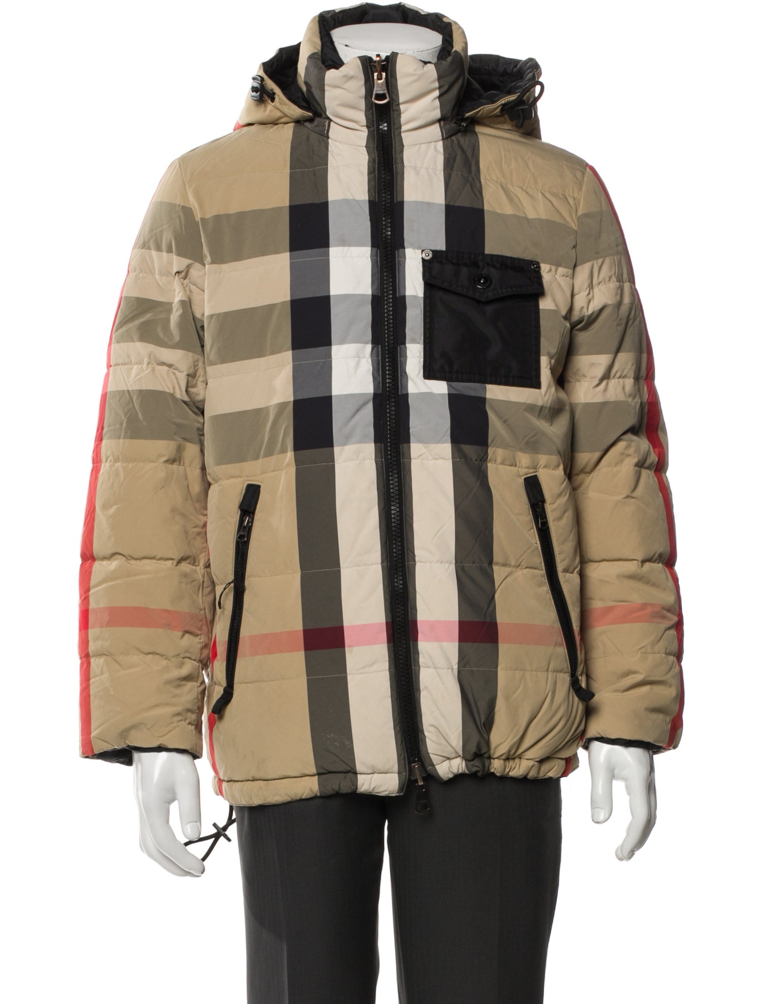 Burberry Plaid Print Puffer Coat