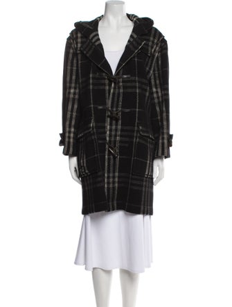 Burberry London Wool Plaid Print Coat