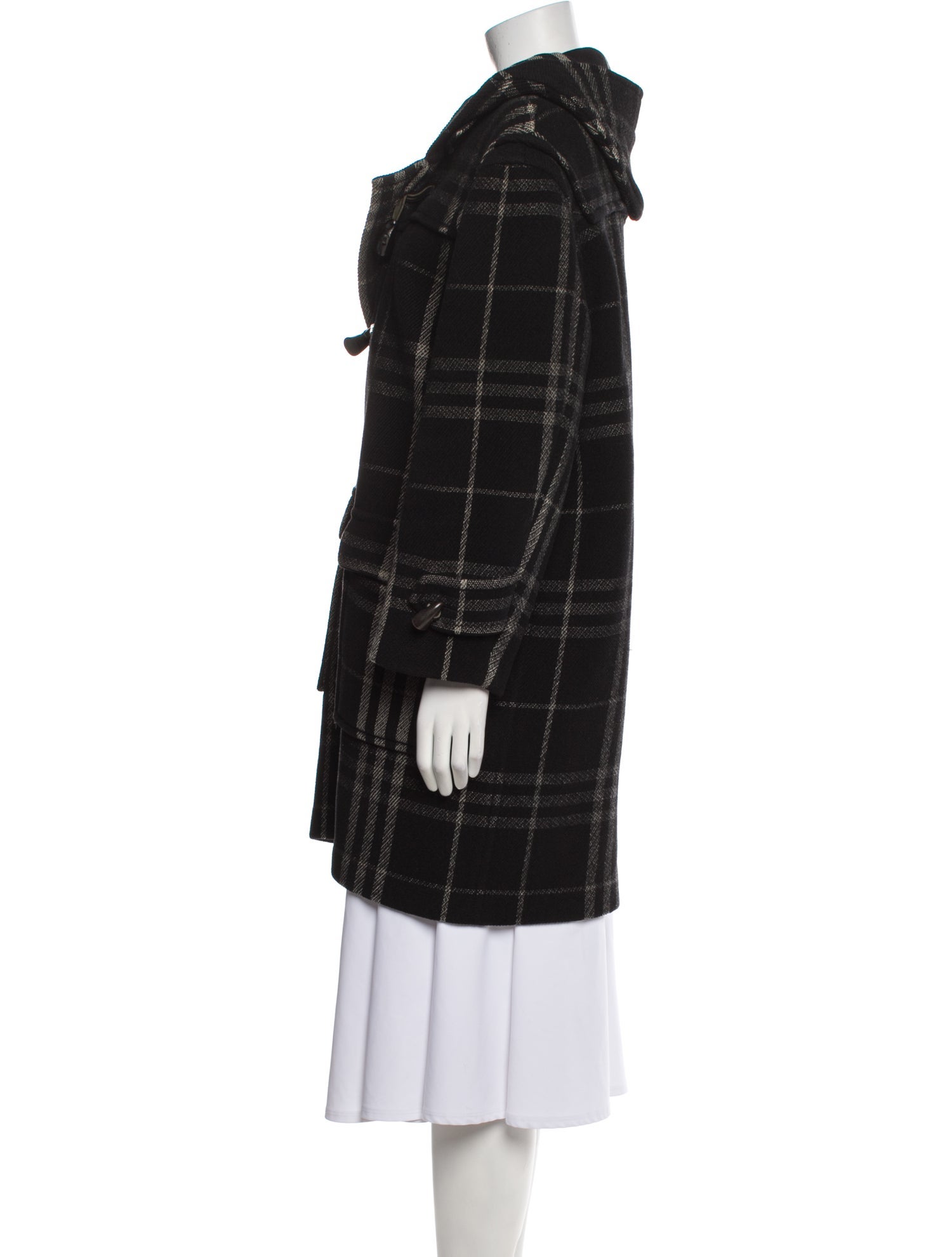 Burberry London Wool Plaid Print Coat