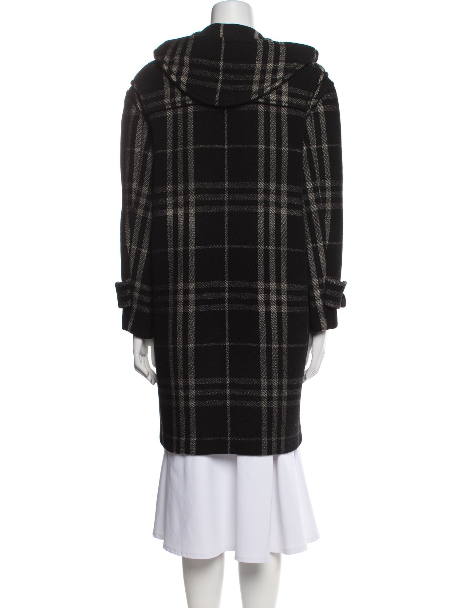 Burberry London Wool Plaid Print Coat