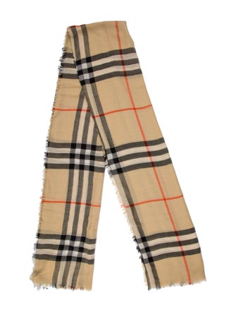 Burberry Wool Plaid Print Scarf