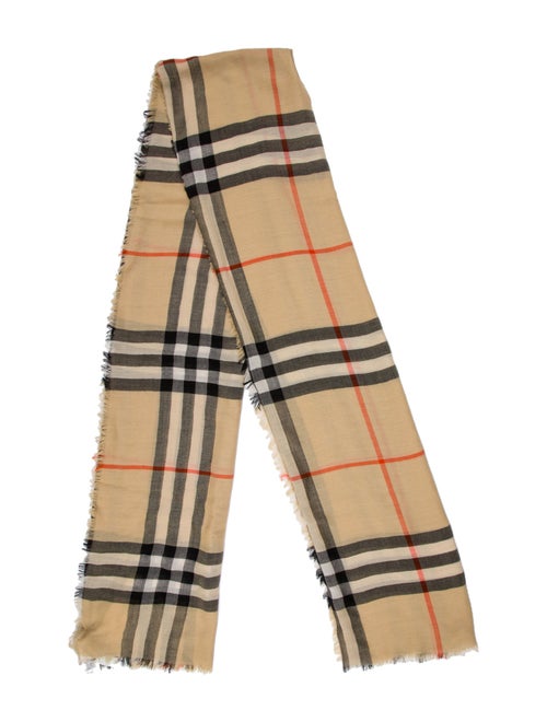 Burberry Wool Plaid Print Scarf