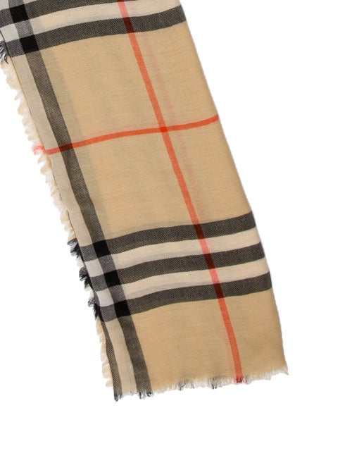 Burberry Wool Plaid Print Scarf