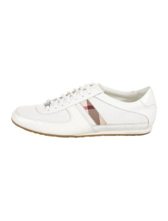 Burberry Nova Check Pattern Leather Trim Embellishment Sneakers