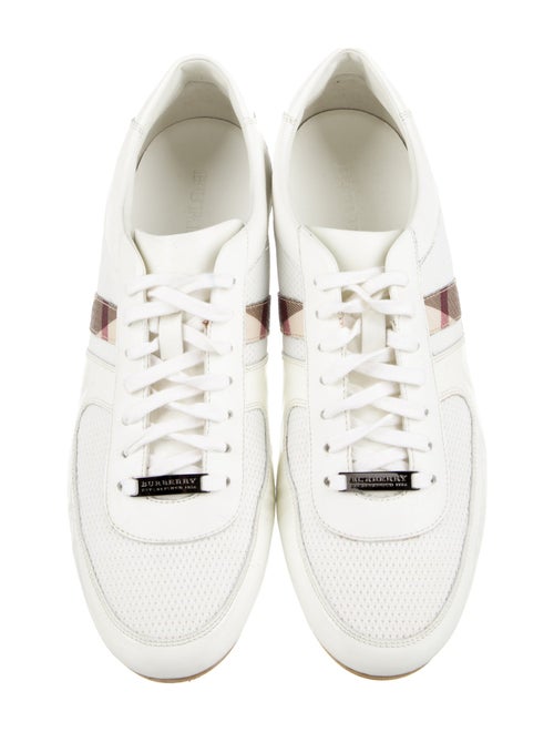 Burberry Nova Check Pattern Leather Trim Embellishment Sneakers