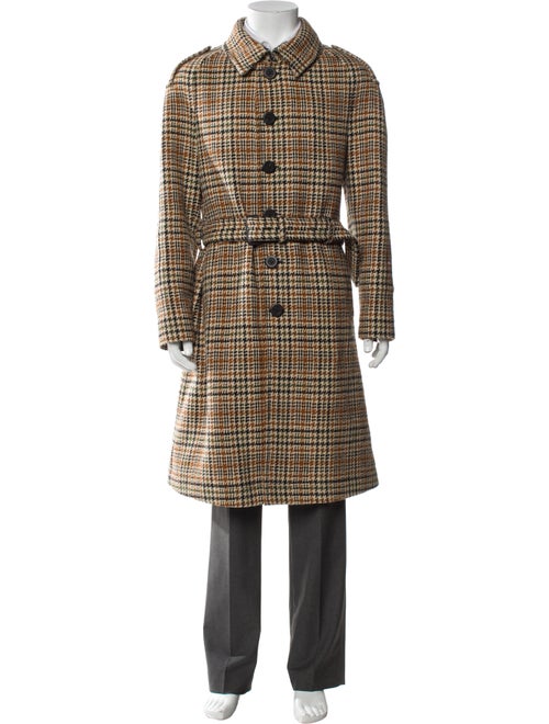 Burberry House Check Pattern Wool Trench Coat