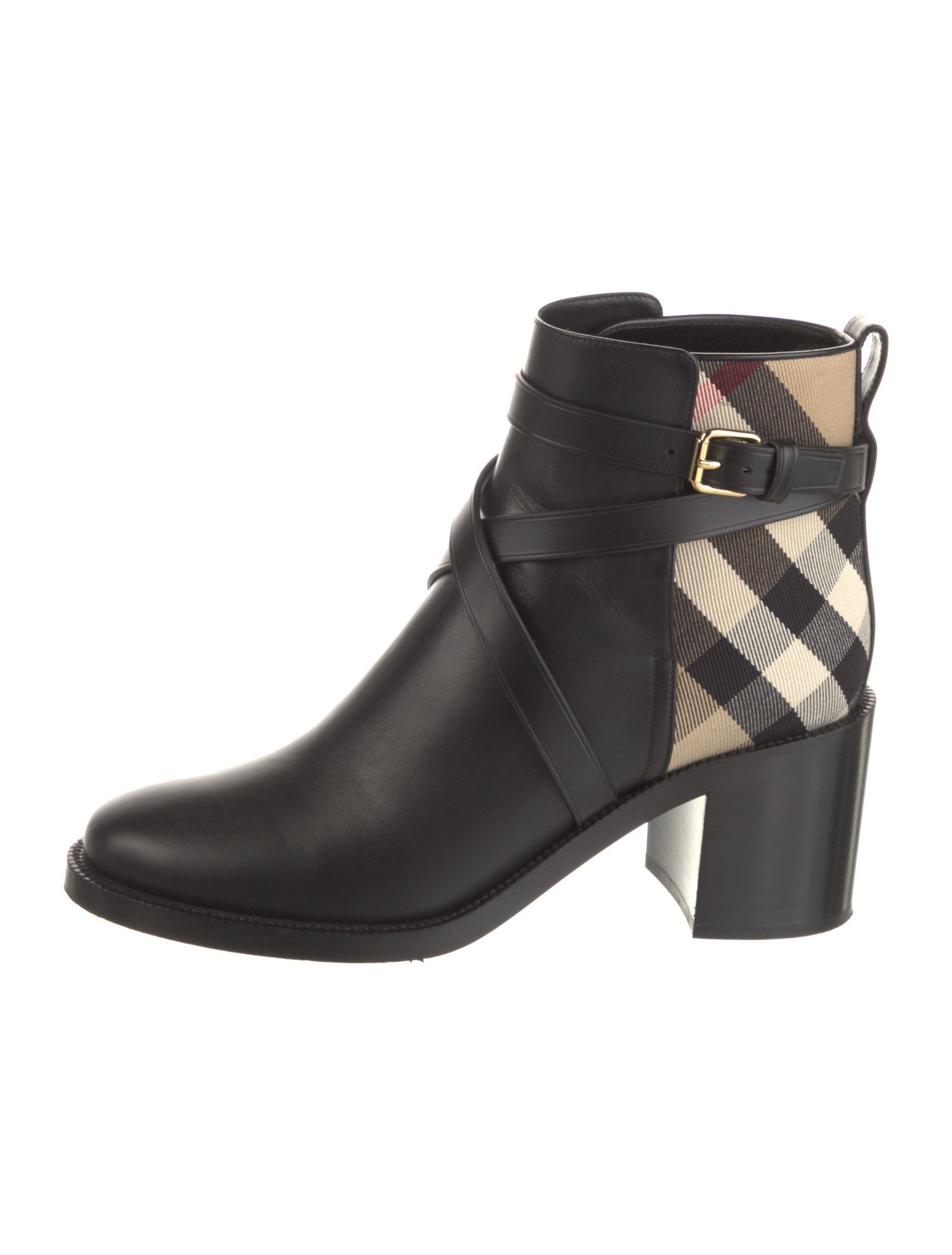 Burberry Exploded Check Pattern Leather Boots