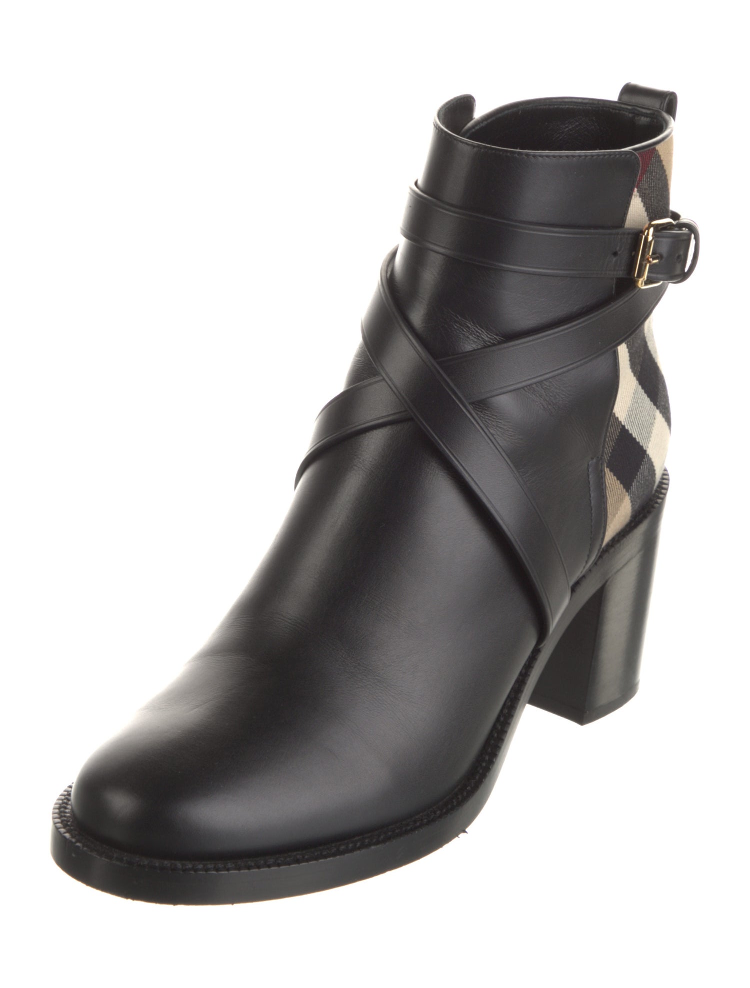 Burberry Exploded Check Pattern Leather Boots