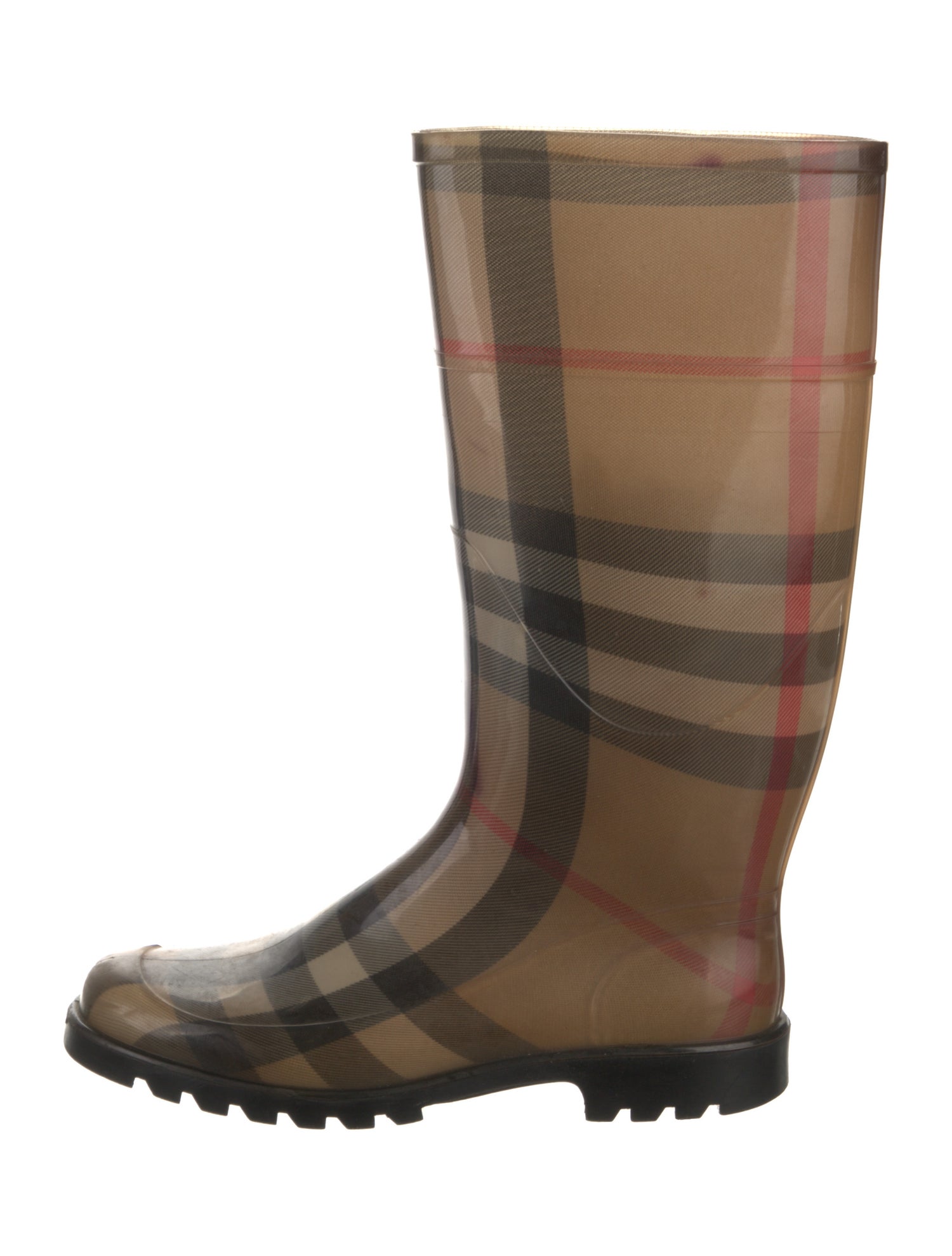 Burberry Rubber Plaid Print Rain Boots