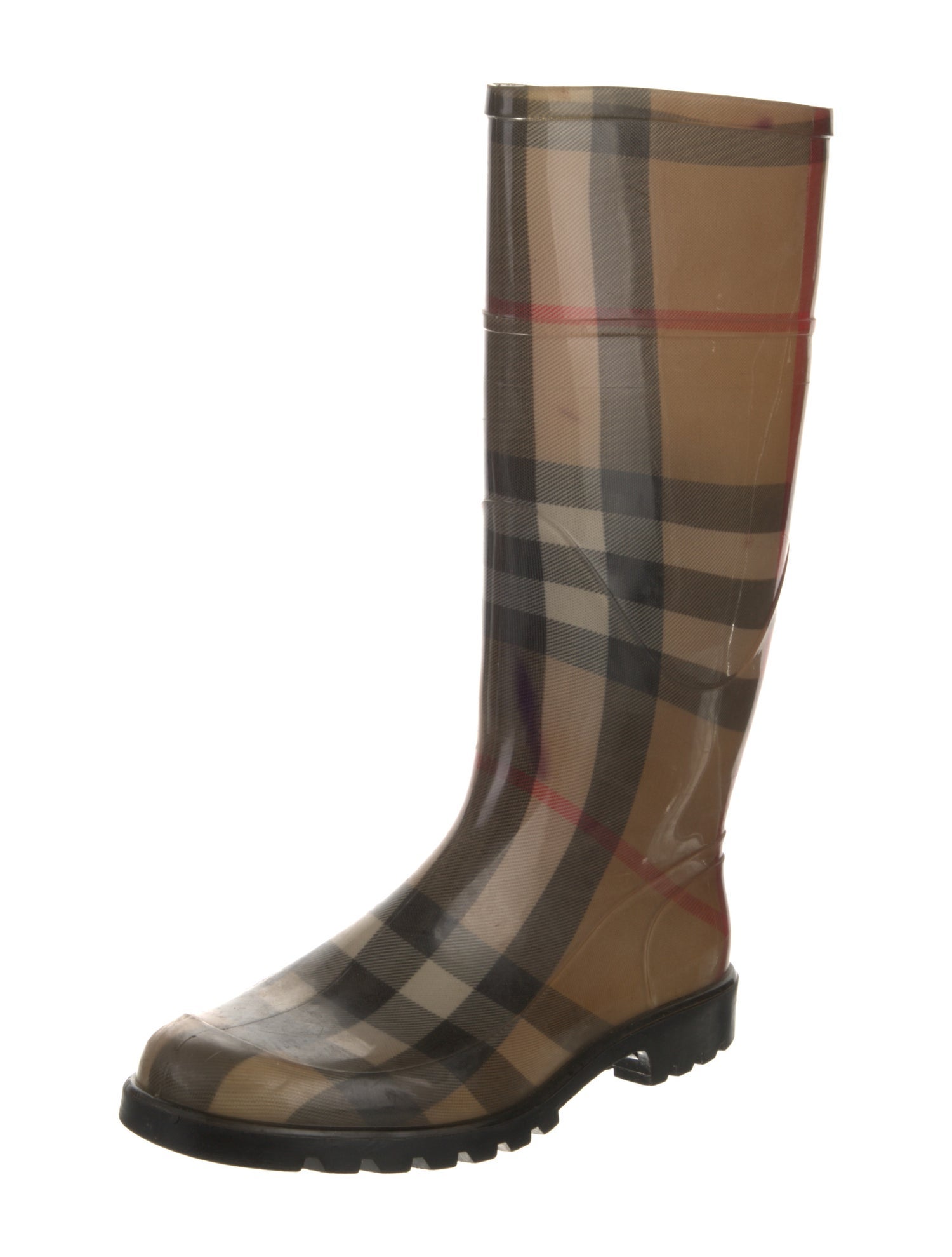 Burberry Rubber Plaid Print Rain Boots
