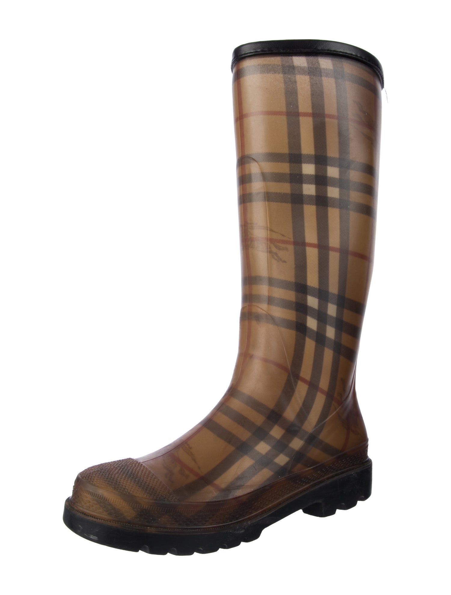Burberry Rubber Plaid Print Rain Boots