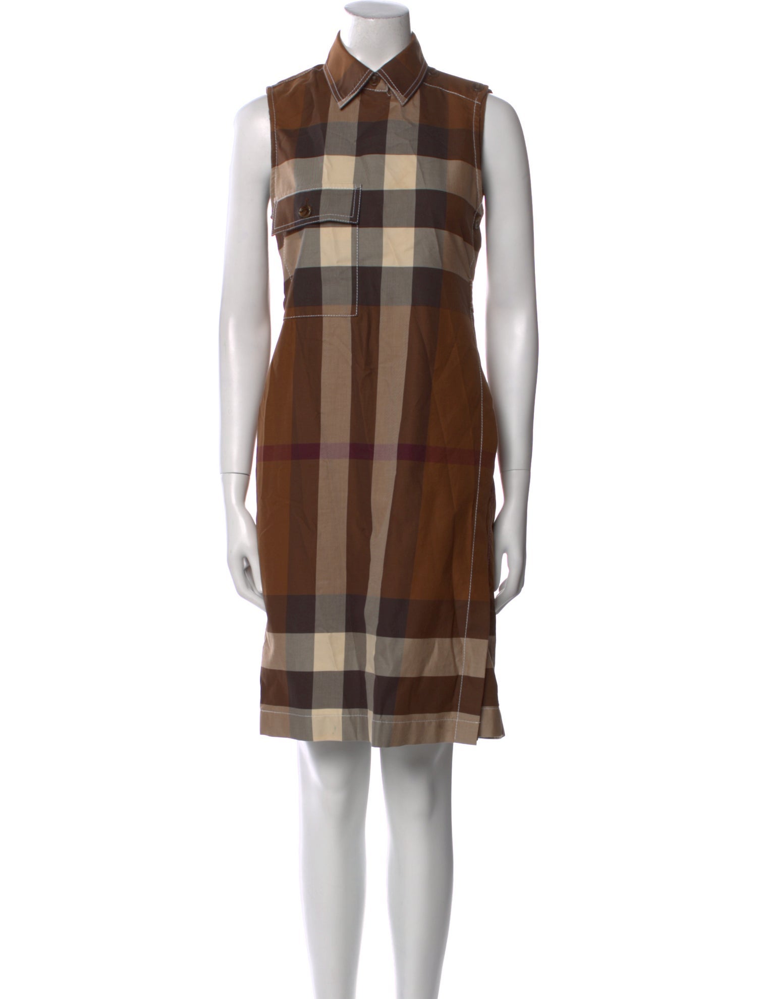 Burberry Plaid Print Knee-Length Dress