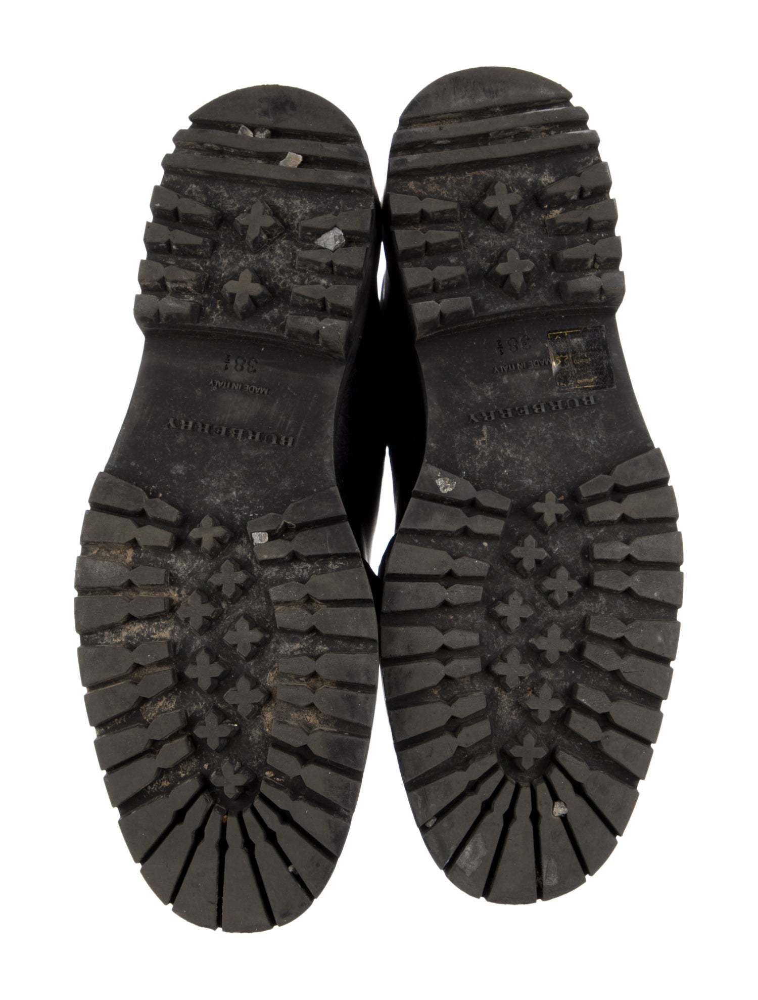 Burberry Leather Chain-Link Accents Combat Boots