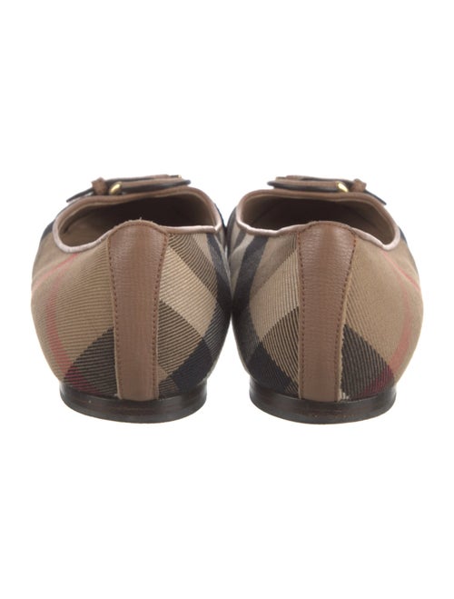 Burberry House Check Pattern Leather Trim Embellishment Ballet Flats