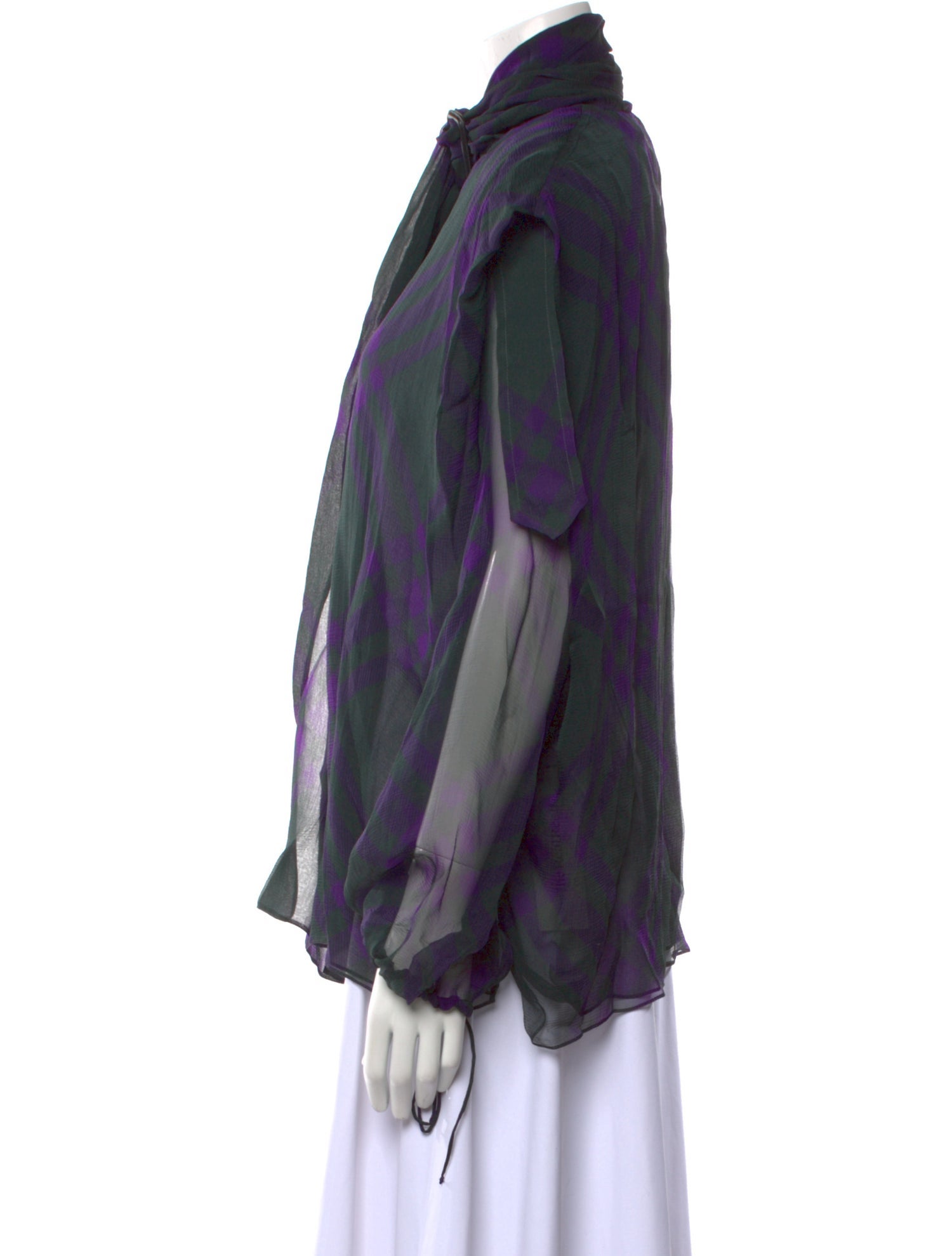 Burberry Silk Plaid Print Blouse