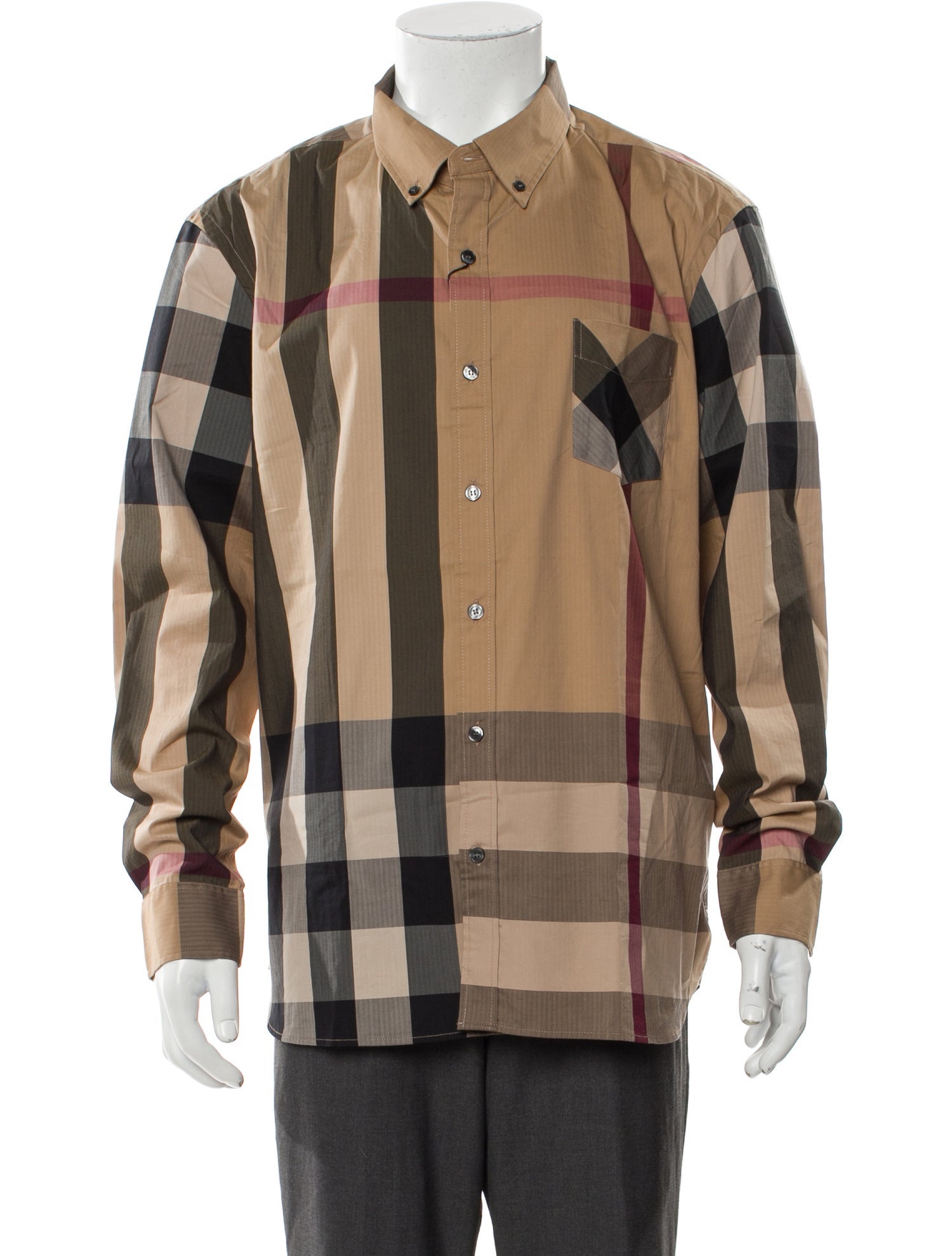 Burberry Plaid Print Long Sleeve Button-Up Top w/ Tags