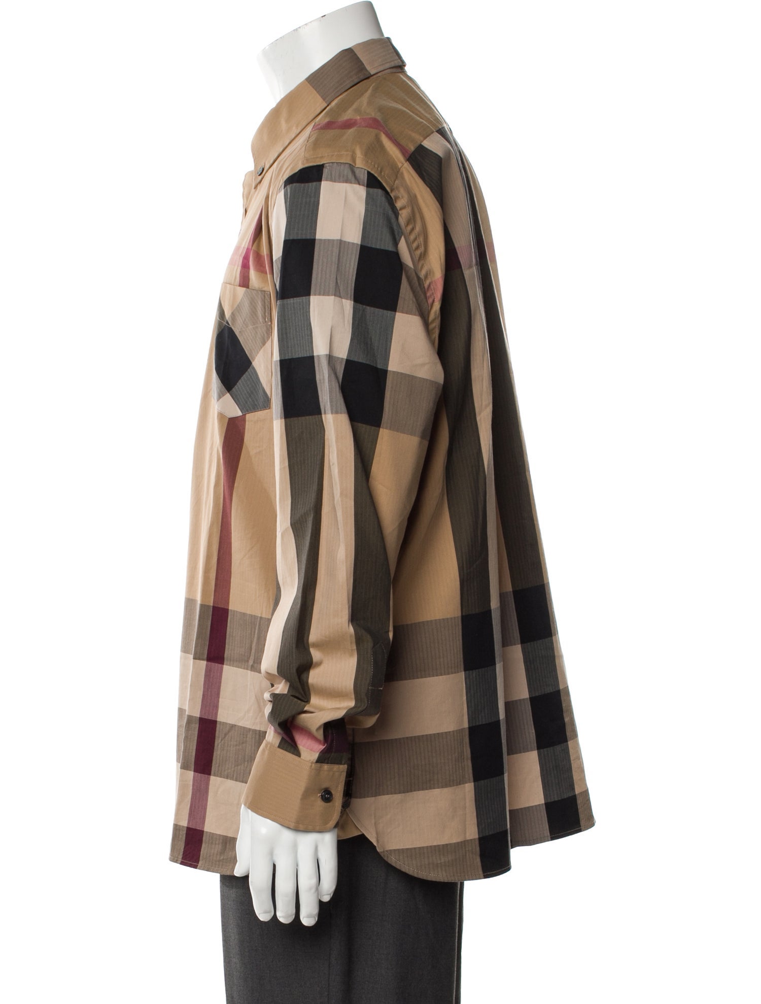 Burberry Plaid Print Long Sleeve Button-Up Top w/ Tags