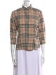Burberry London Wool Plaid Print Button-Up Top