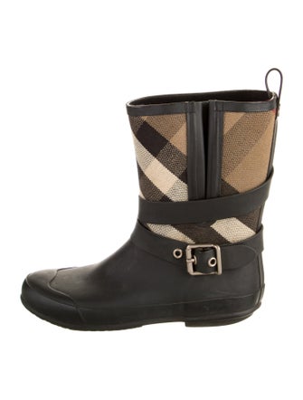 Burberry Rubber Plaid Print Rain Boots