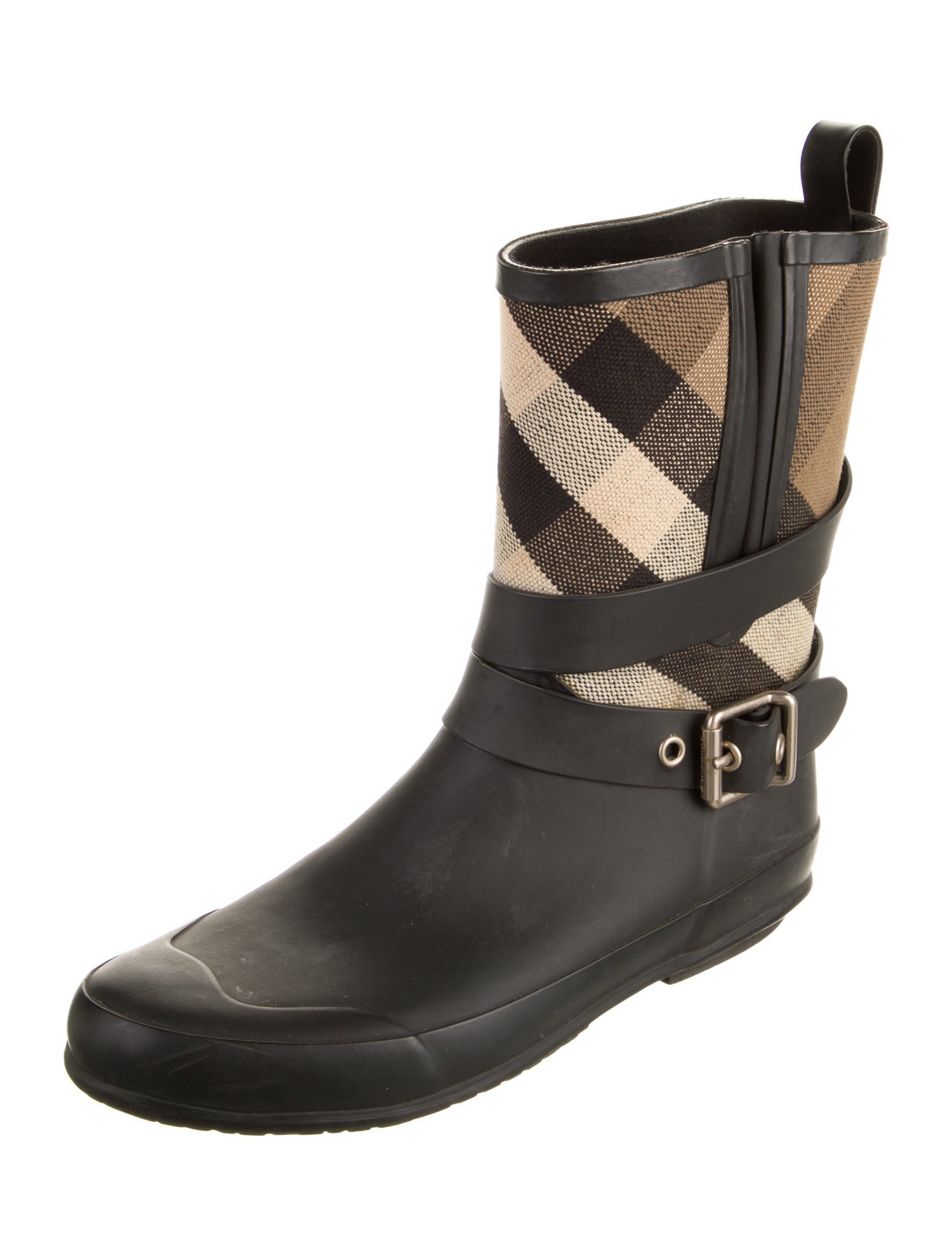 Burberry Rubber Plaid Print Rain Boots