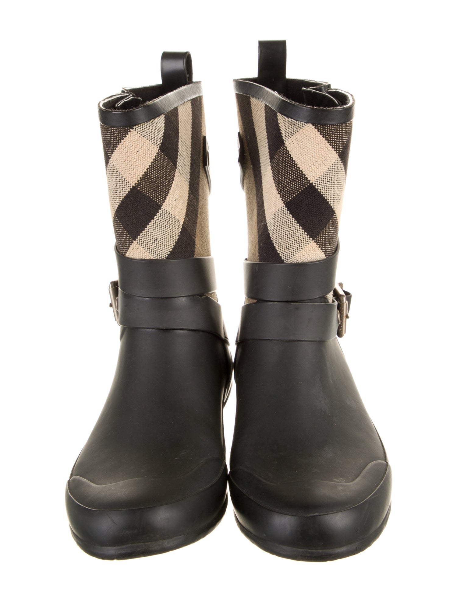 Burberry Rubber Plaid Print Rain Boots