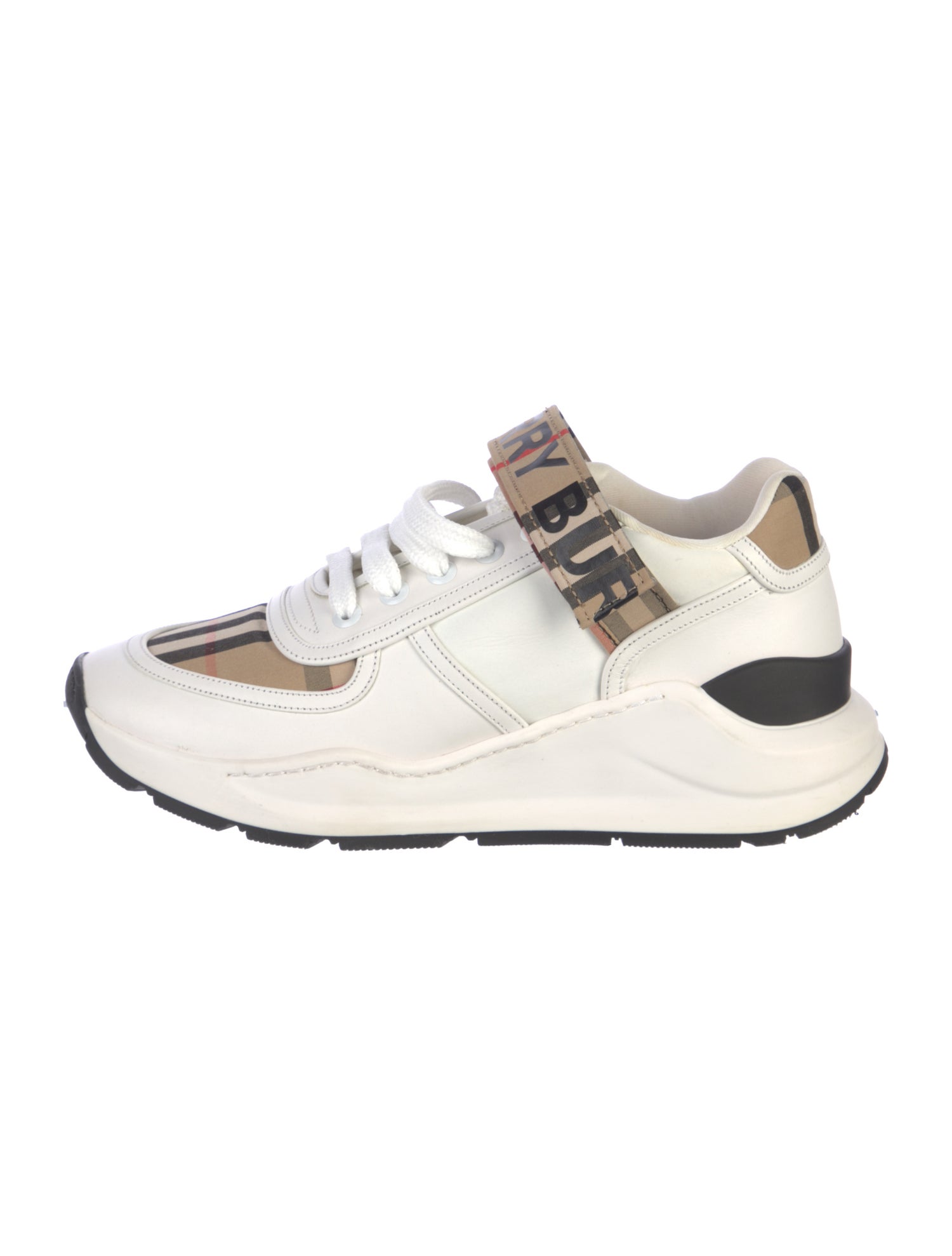 Burberry Nova Check Pattern Leather Sneakers
