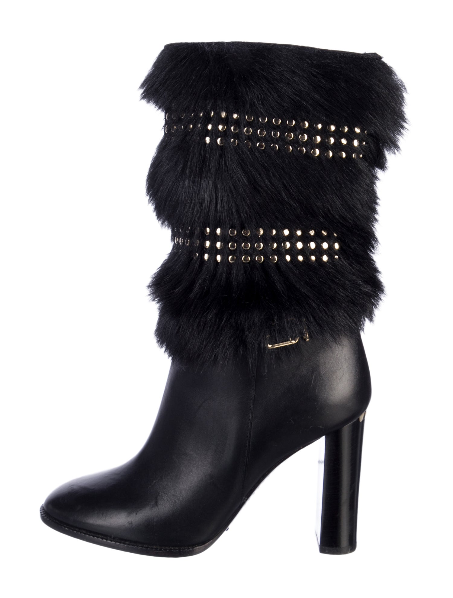 Burberry Leather Fur Trim Boots