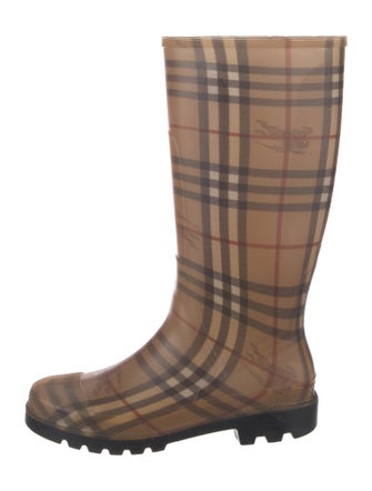 Burberry Haymarket Check Pattern Rubber Rain Boots