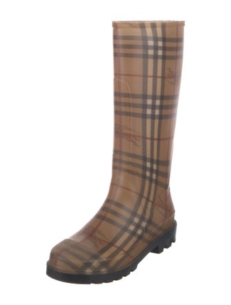 Burberry Haymarket Check Pattern Rubber Rain Boots