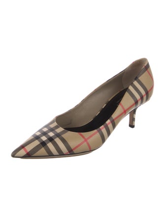 Burberry House Check Pattern Leather Pumps