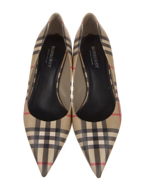 Burberry House Check Pattern Leather Pumps