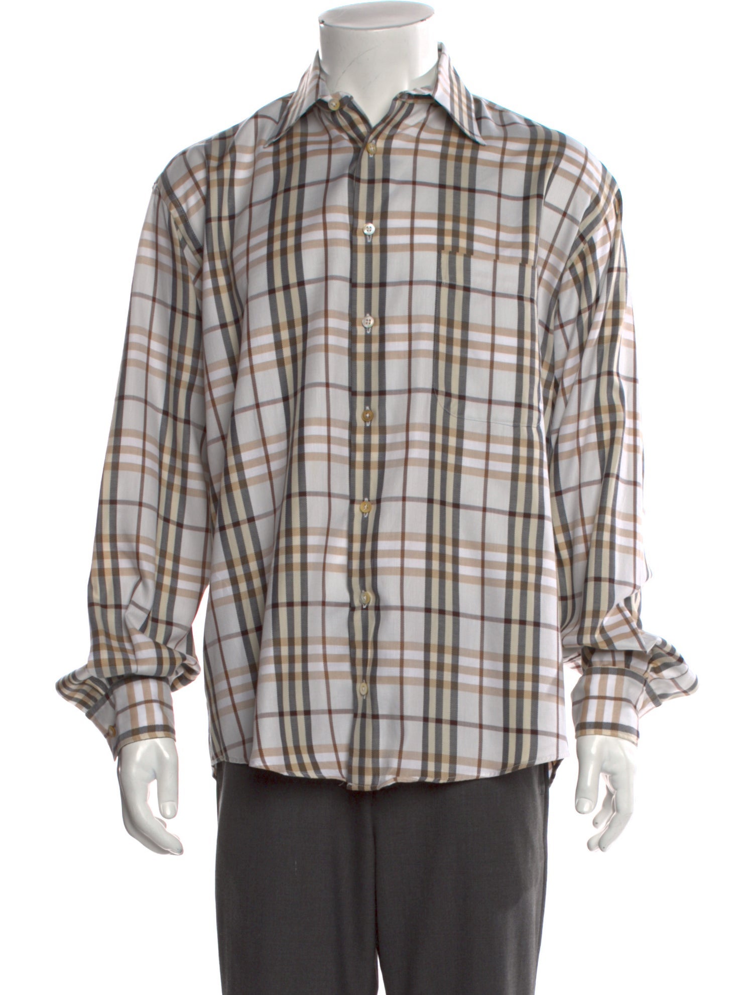 Burberry Vintage Check Plaid Print Dress Shirt