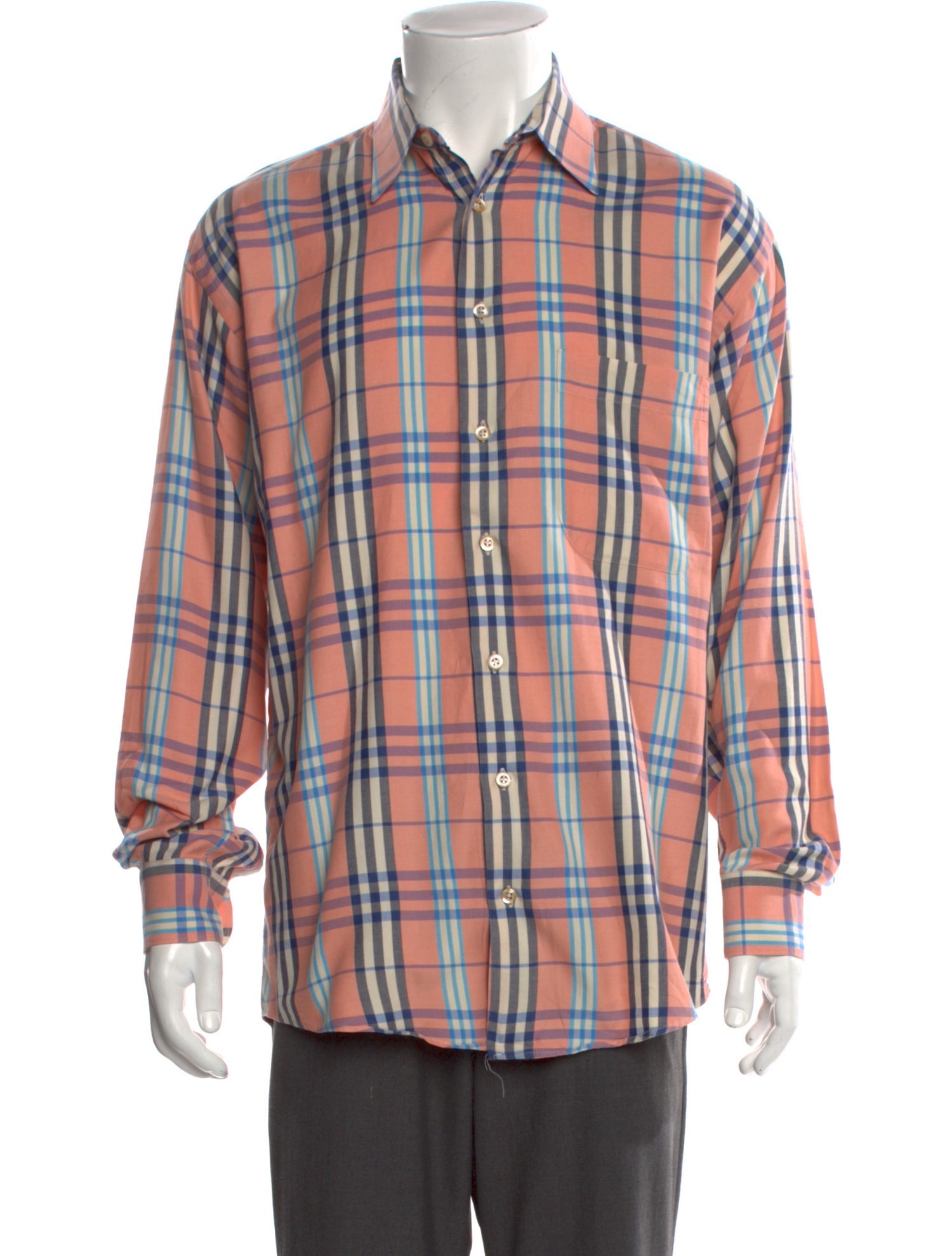 Burberry Vintage Check Plaid Print Dress Shirt