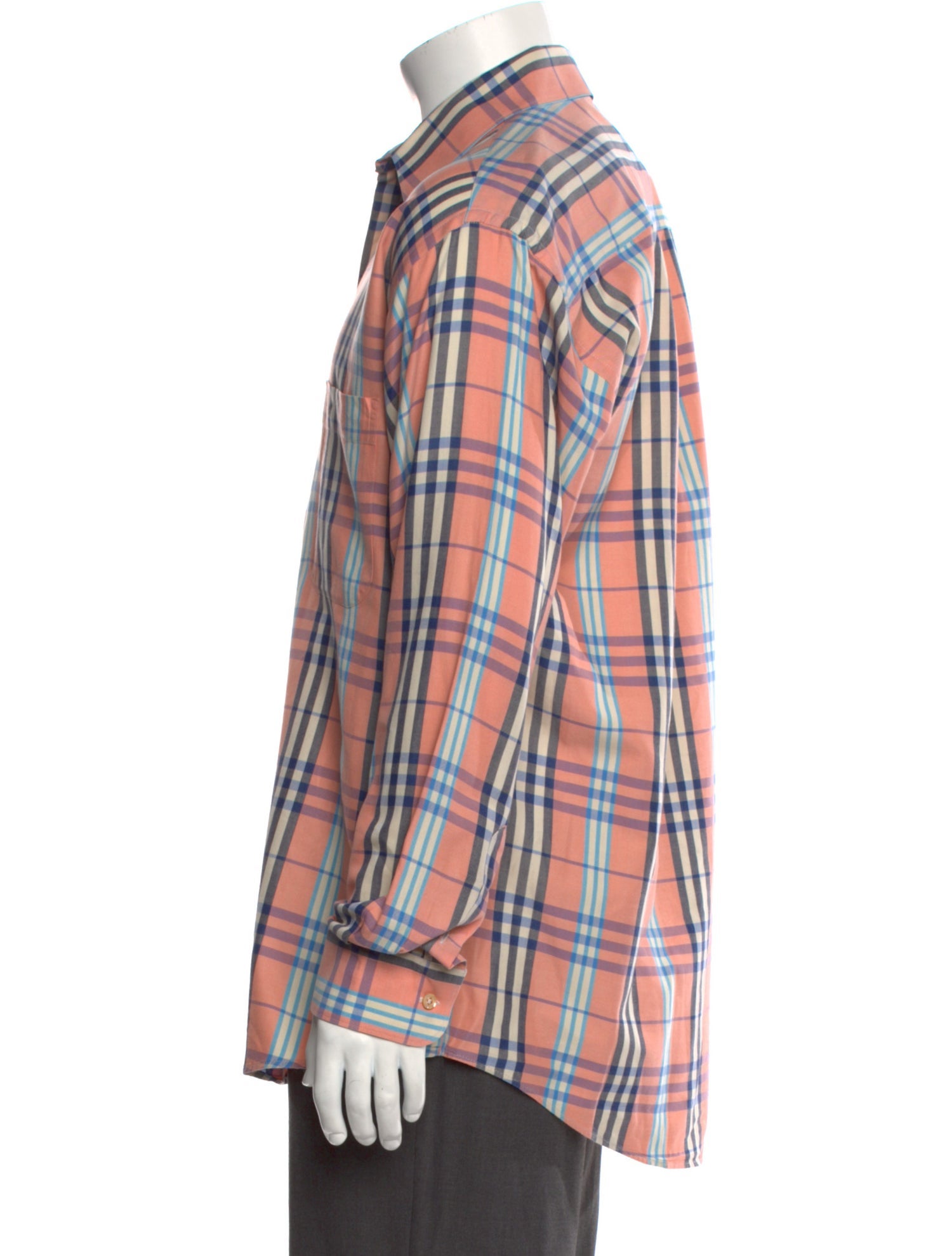 Burberry Vintage Check Plaid Print Dress Shirt