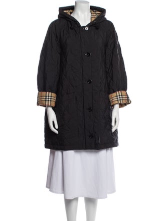 Burberry Nylon Plaid Print Coat
