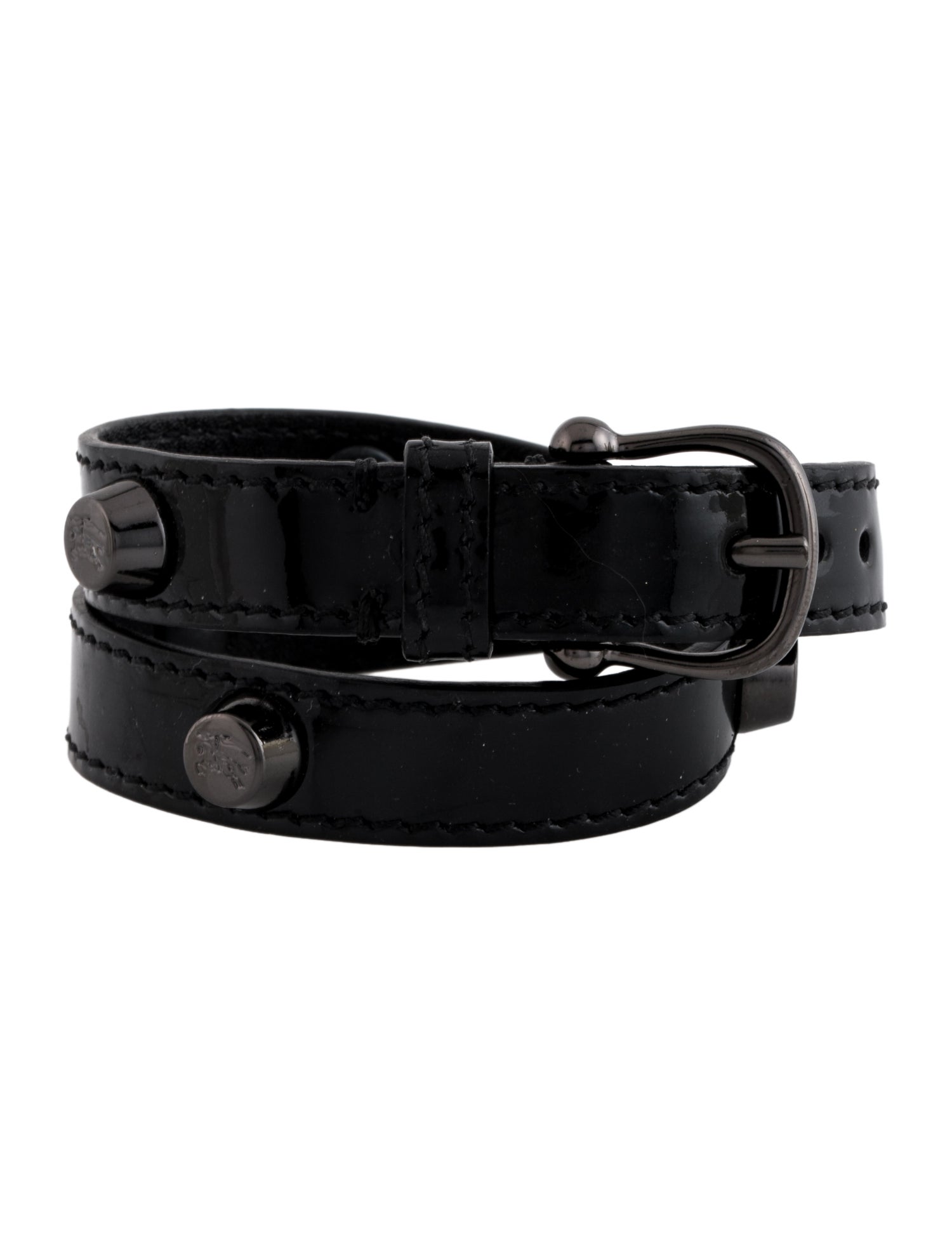 Burberry Patent Leather Studded Wrap Bracelet