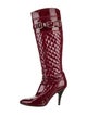 Burberry Quilted Pattern Patent Leather Lace-Up Boots